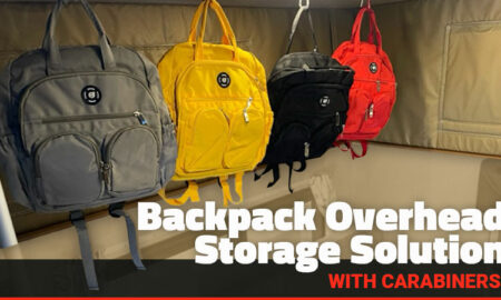 Backpack Overhead Storage Solution With Carabiners