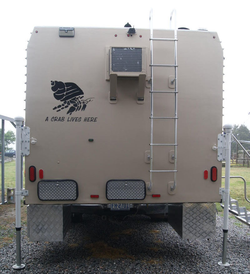 Back wall of camper with mini vortex generators