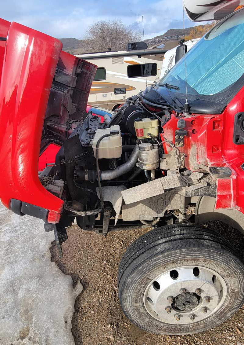 Hood Up On Kodiak Truck