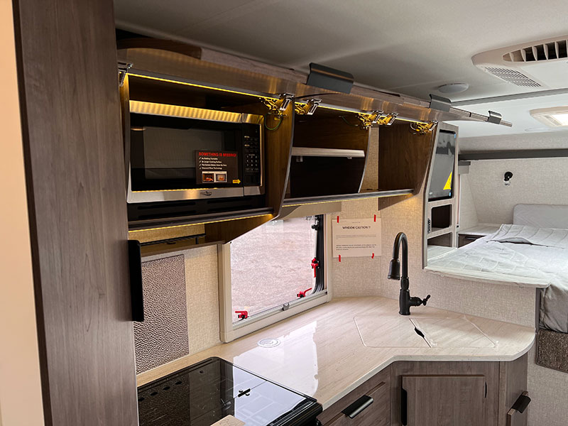 Lance 960 Kitchen Upper Cabinets Open