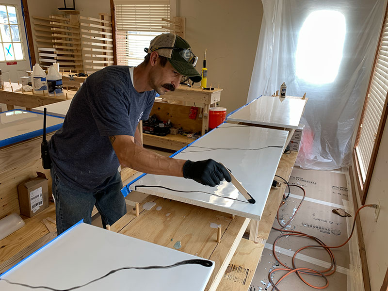 Capri Epoxy Countertop Adding Black Lines