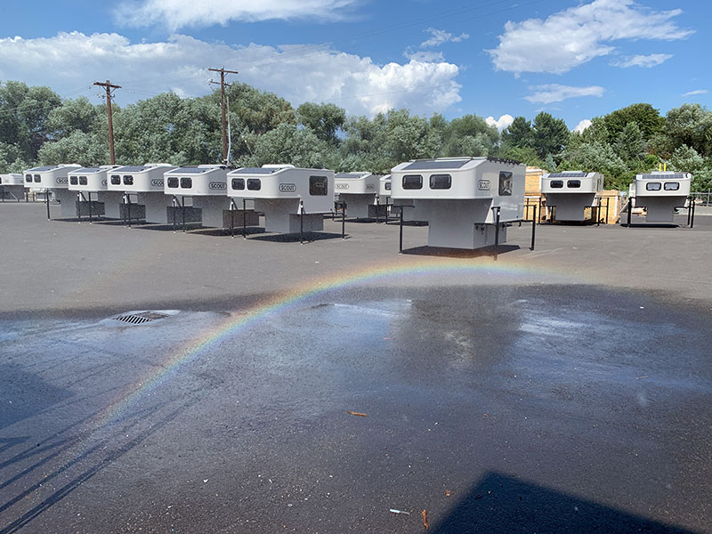 Scout Factory Leak Test Rainbow Campers In Lot