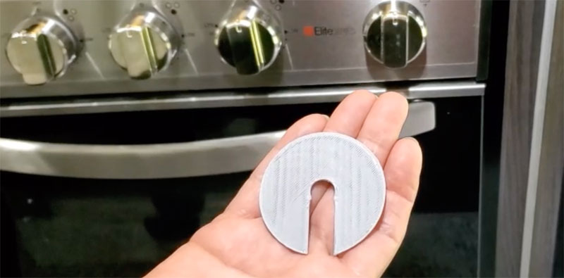 Snap On Stove Knob Lock Piece 3D Printed