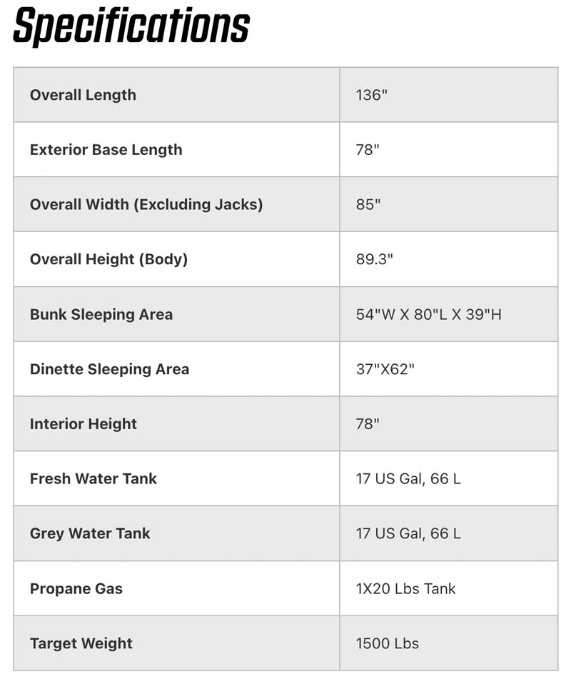 Specifications Northern Lite 610