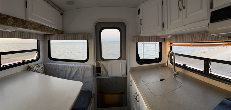 Magnolia Beach Panoramic View Inside Camper