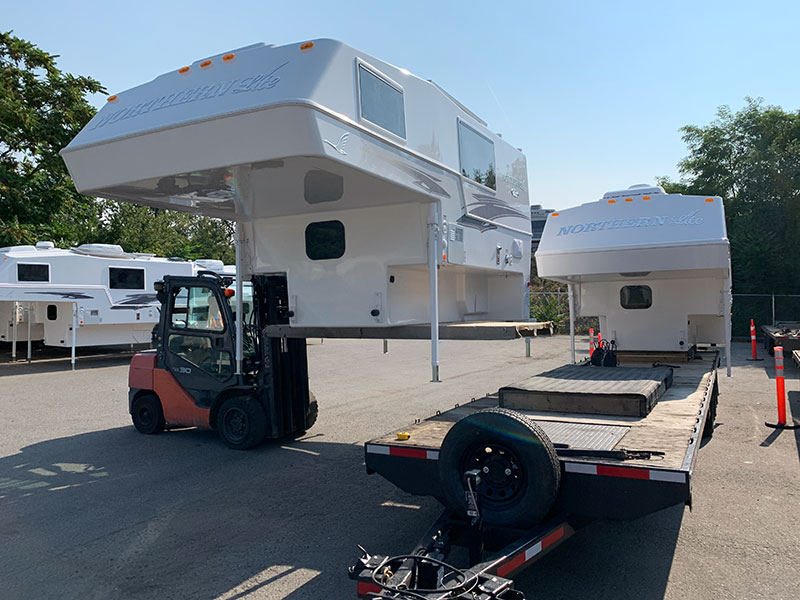 Northern Lite 2024 Campers Being Loaded For Delivery