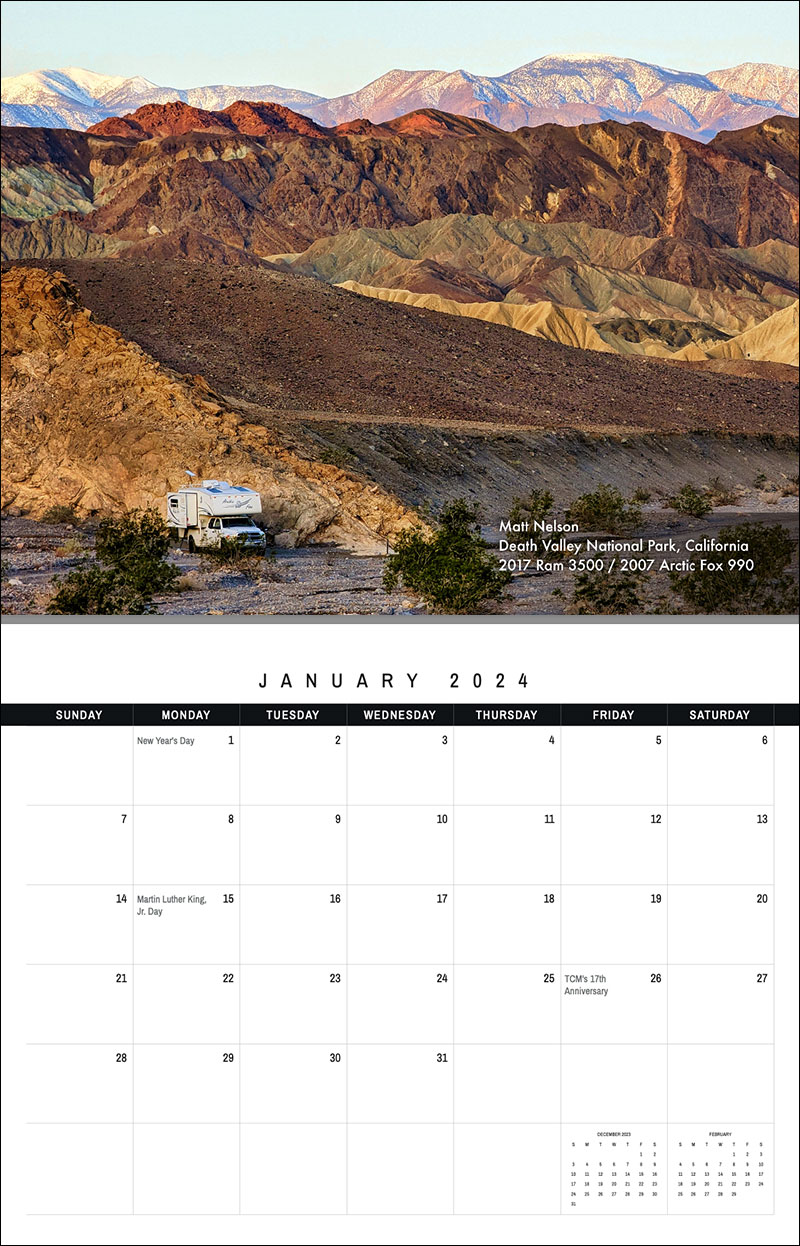 2024 Truck Camper Calendar 1 January