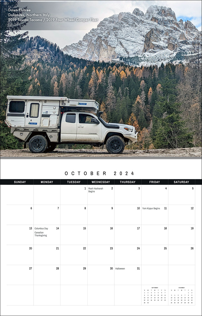 2024 Truck Camper Calendar 10 October