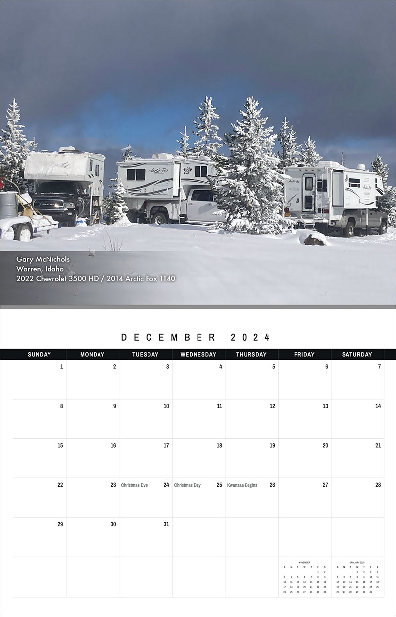 2024 Truck Camper Calendar 12 December