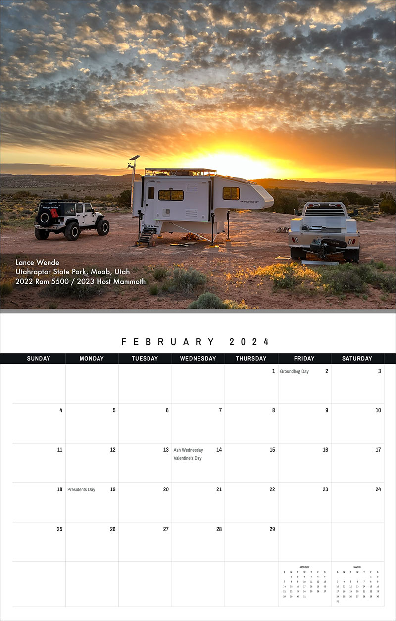 2024 Truck Camper Calendar 2 February