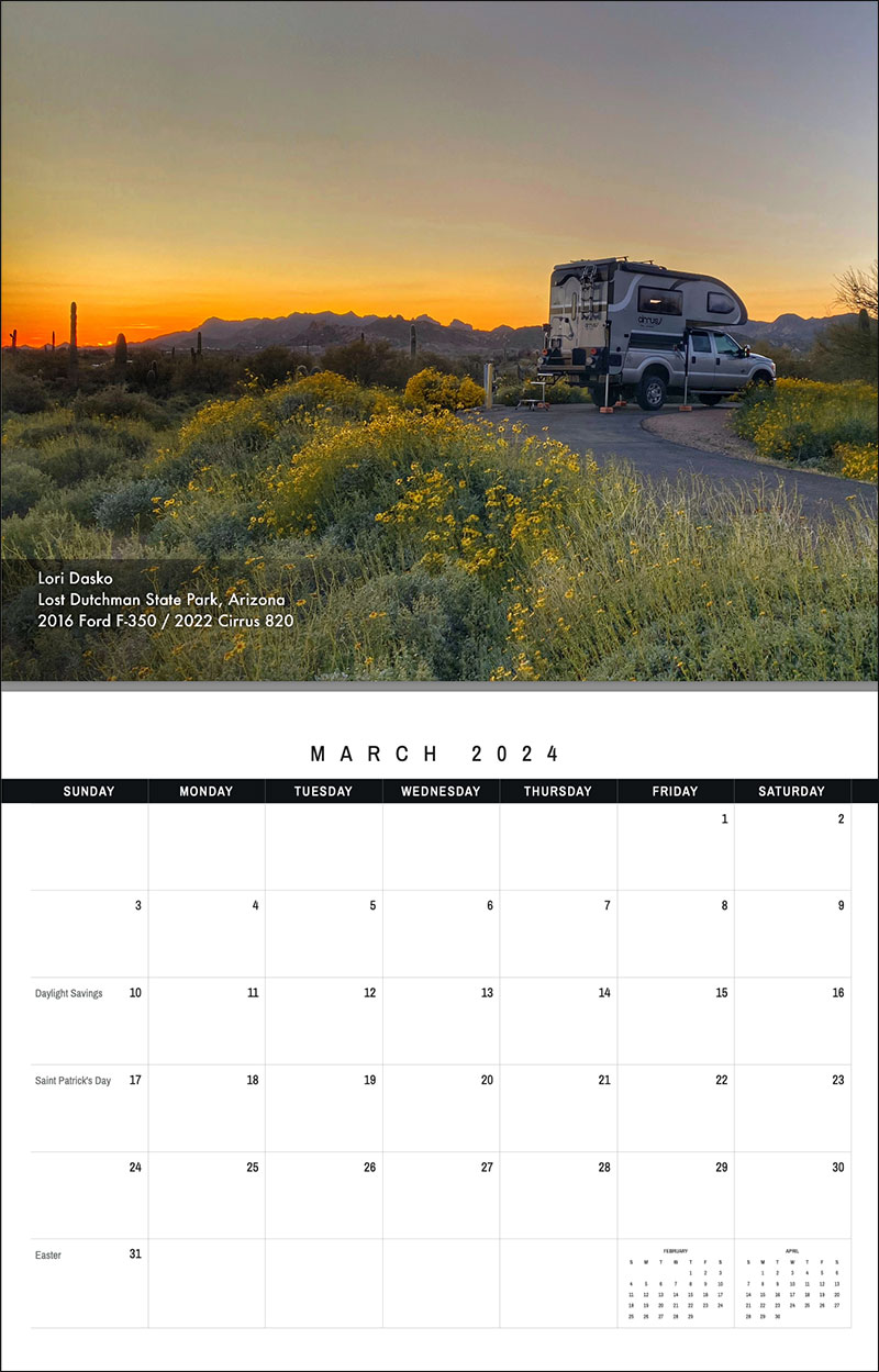 2024 Truck Camper Calendar 3 March