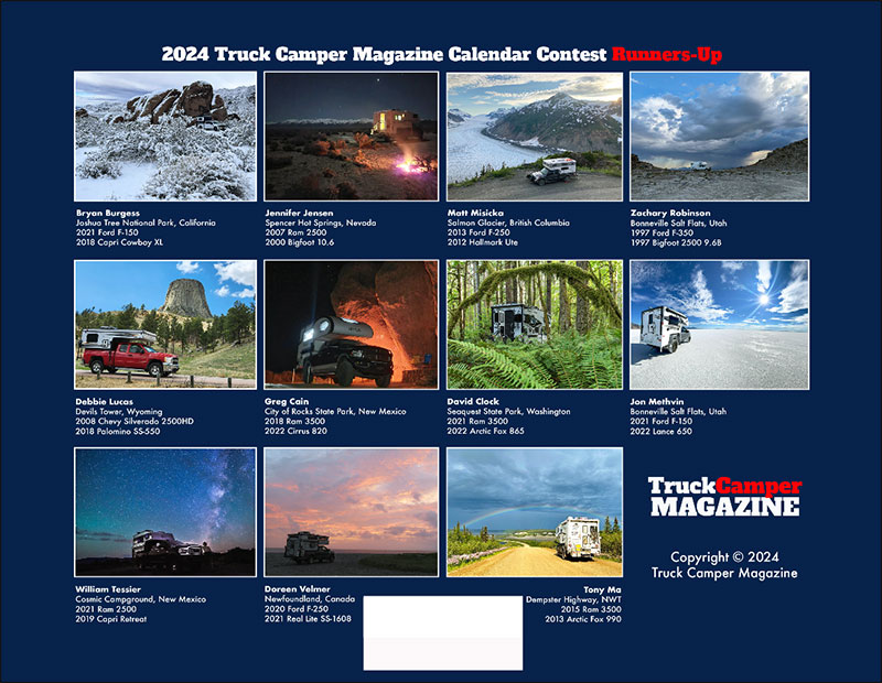 2024 Truck Camper Calendar Back Cover
