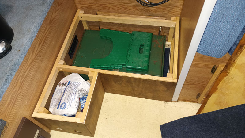 Cabover Step Storage Items Inside