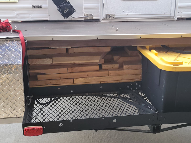 Camper Porch And Storage Firewood And Tote