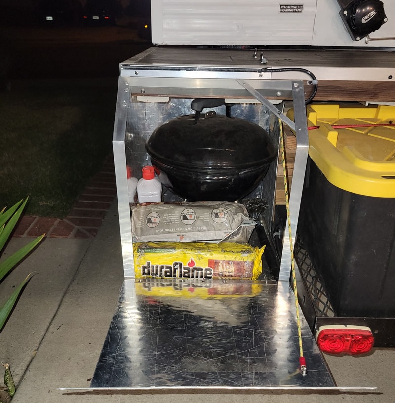 Camper Porch And Storage Grill And Charcoal