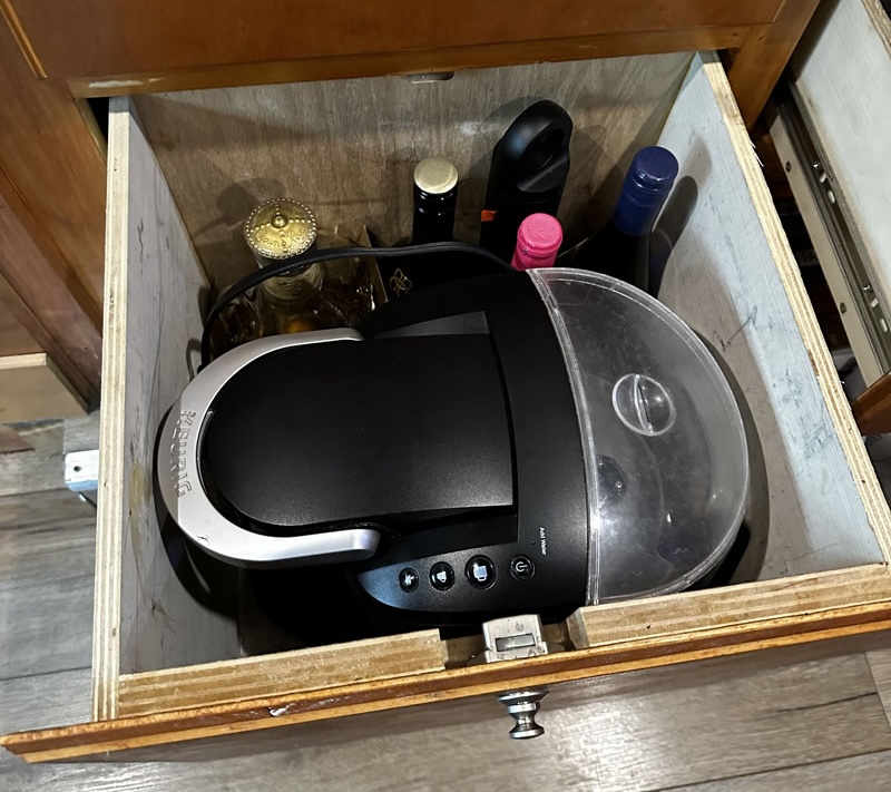 Coffee Maker And Tall Bottles Storage