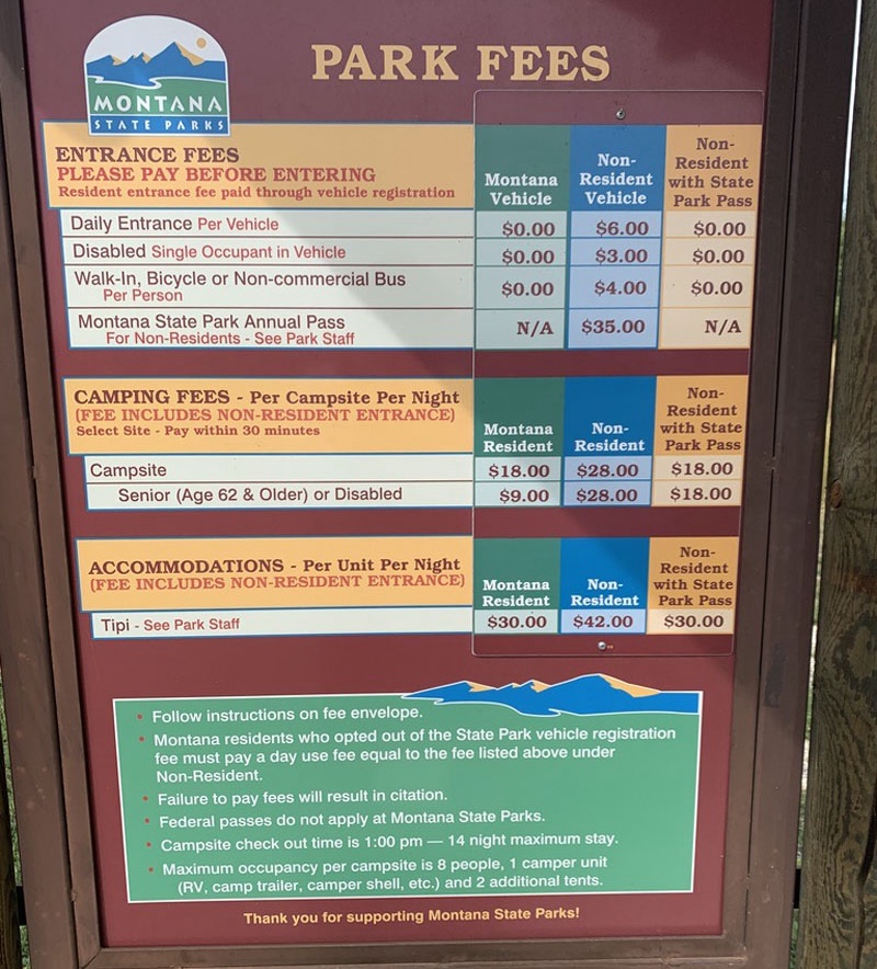 Montana State Park Fees