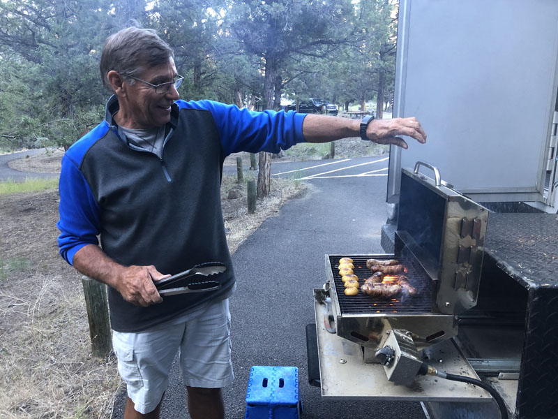 Sliding BBQ Box For A Camper With Chair Storage Above