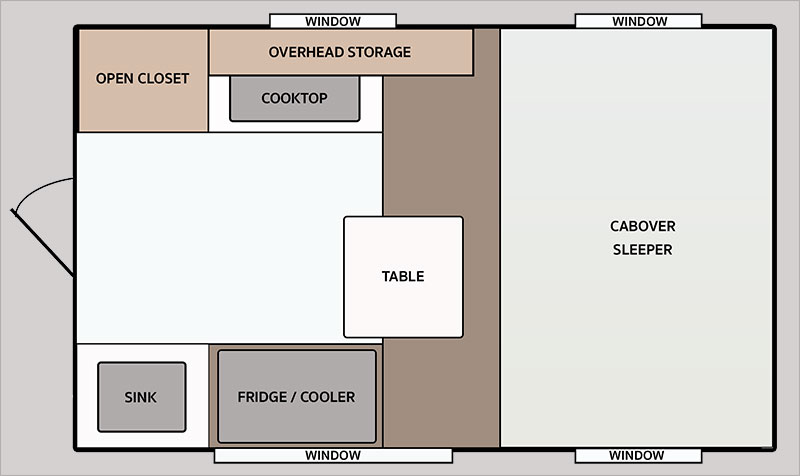 Capri Retreat Mid Size Truck Camper Floor Plan
