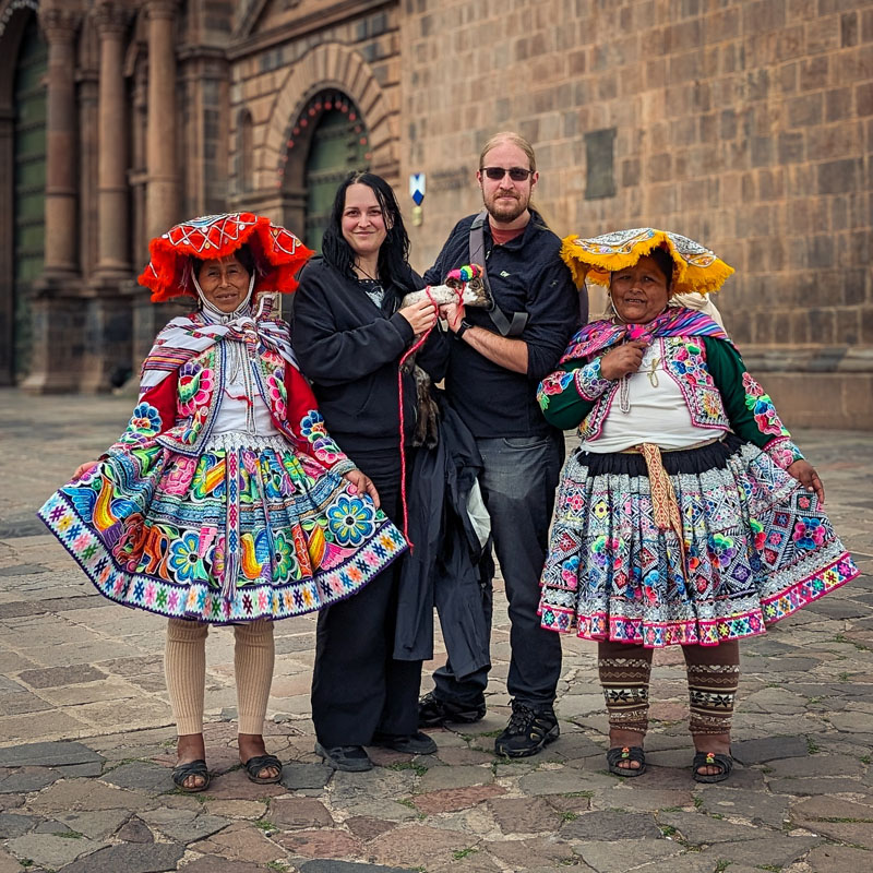 Baby Alpaca And Indigenous Women in Cusco, Peru