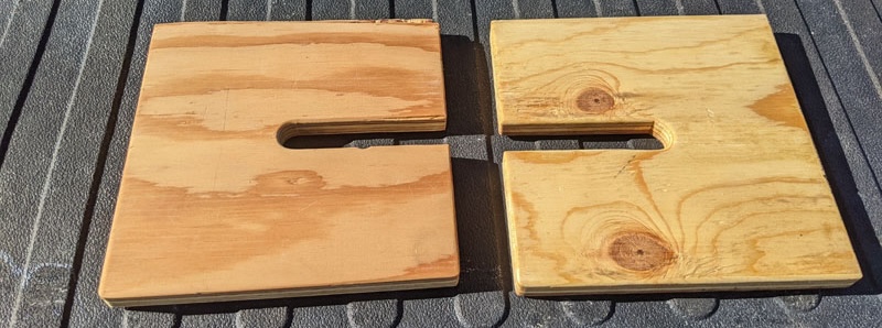Off The Truck Camper Stabilization Notched Plywood Pieces