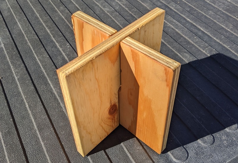 Off The Truck Camper Stabilization Plywood Pieces Set Up