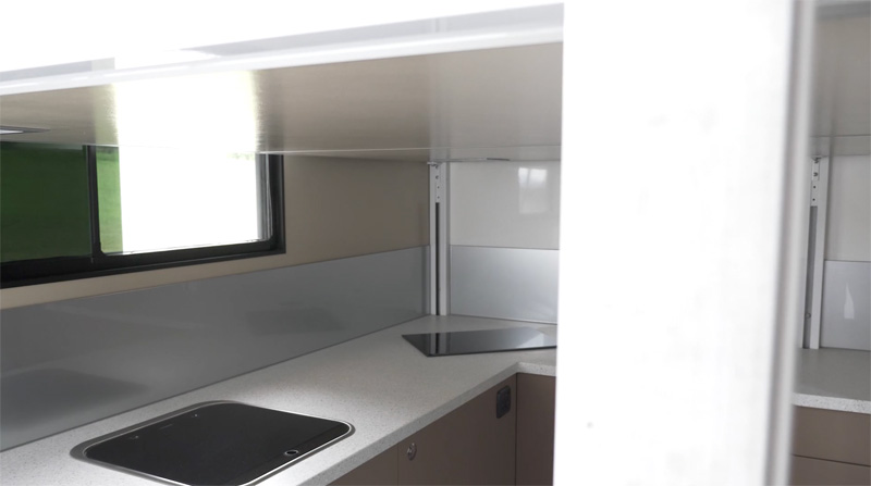 Camper Bed Comes Down Over Kitchen