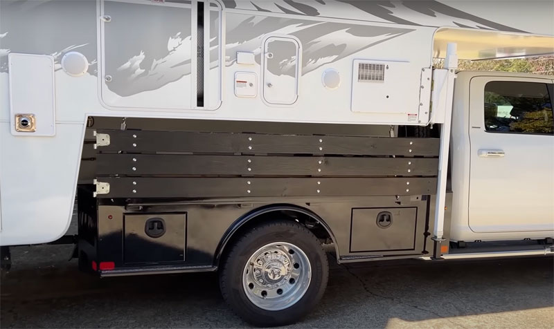 Flatbed Truck With Slidein Camper