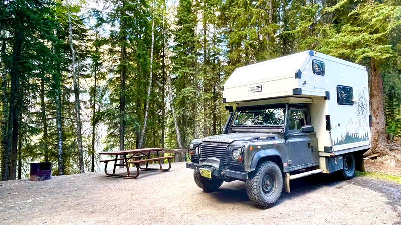 LandRover Camping In Woods