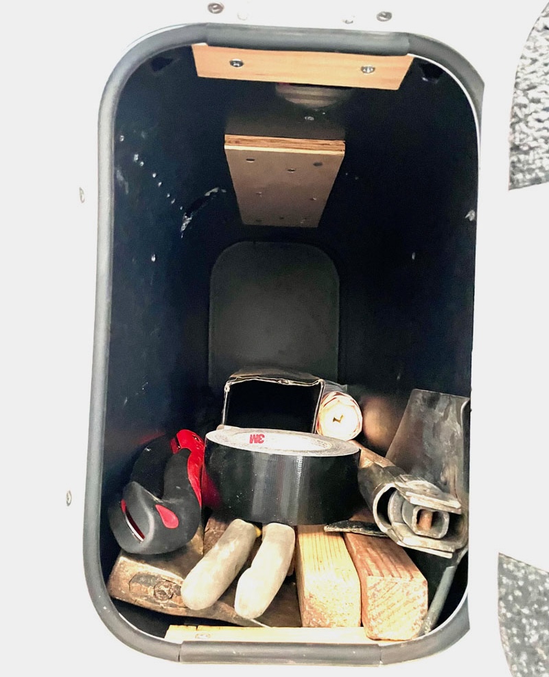 Outside compartment after removal of electrical items
