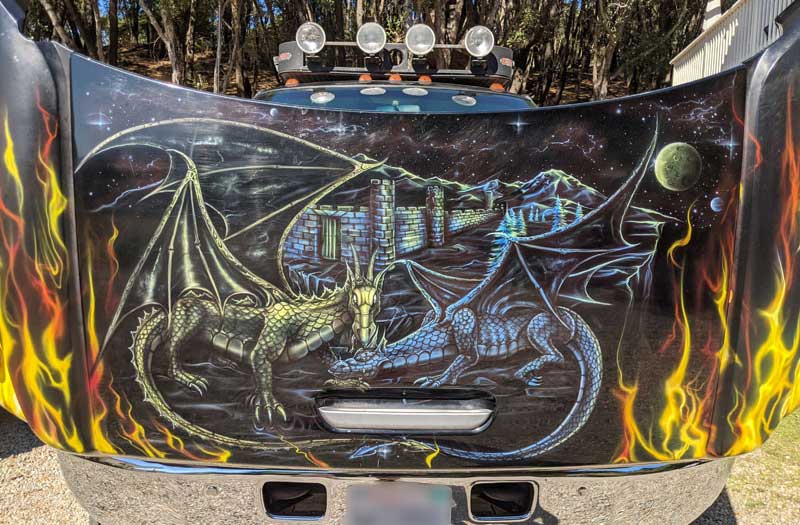 GMC Topkick Hood With Dragons