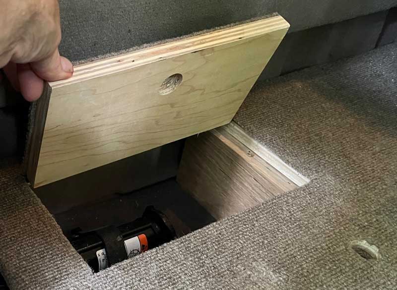 Rear Seat Modification Access Area Carpeted