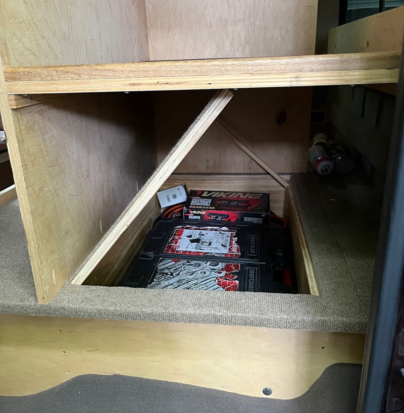 Rear Seat Modification Storage Open With Shelf Overtop