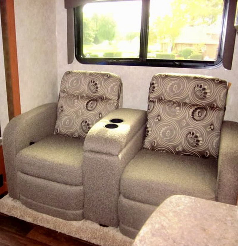Theater seating in Eagle Cap camper before mod