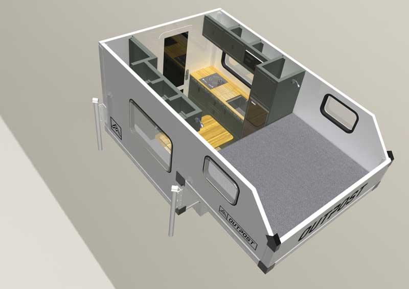 Outpost Truck Camper Front Right Corner Sans Roof