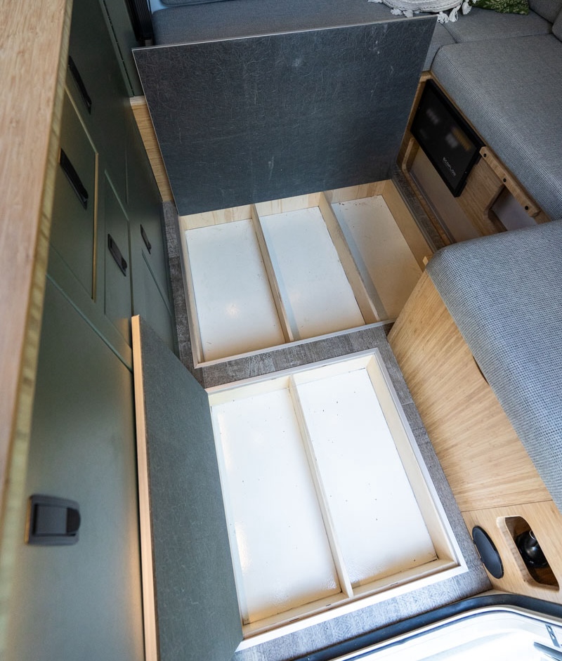 Outpost Campers Floor Storage Fully Open