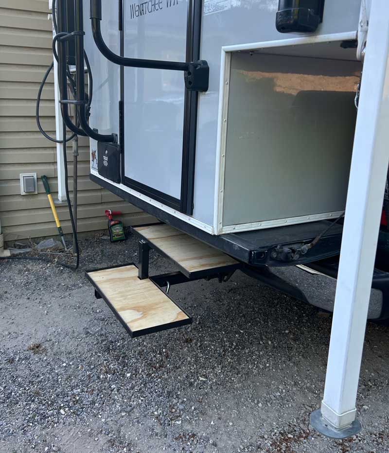 Hitch Receiver Boarding Step Steps Retracted For Travel