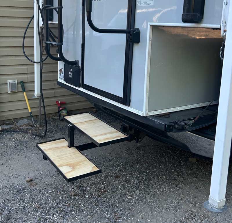 Hitch Receiver Boarding Steps Extended For Boarding