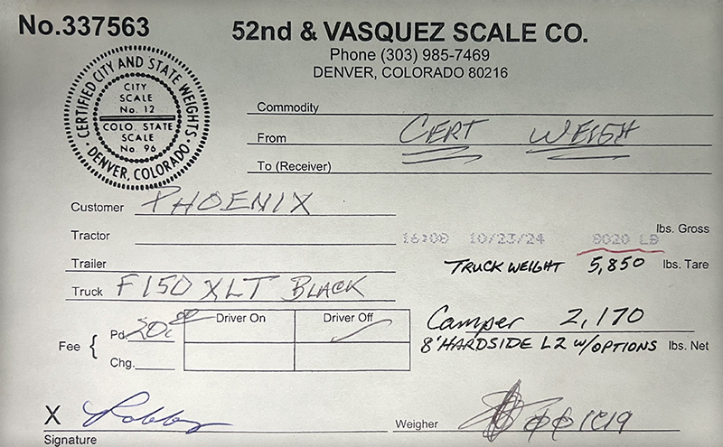 Phoenix L2 Hard Side CVE Weight Sticker