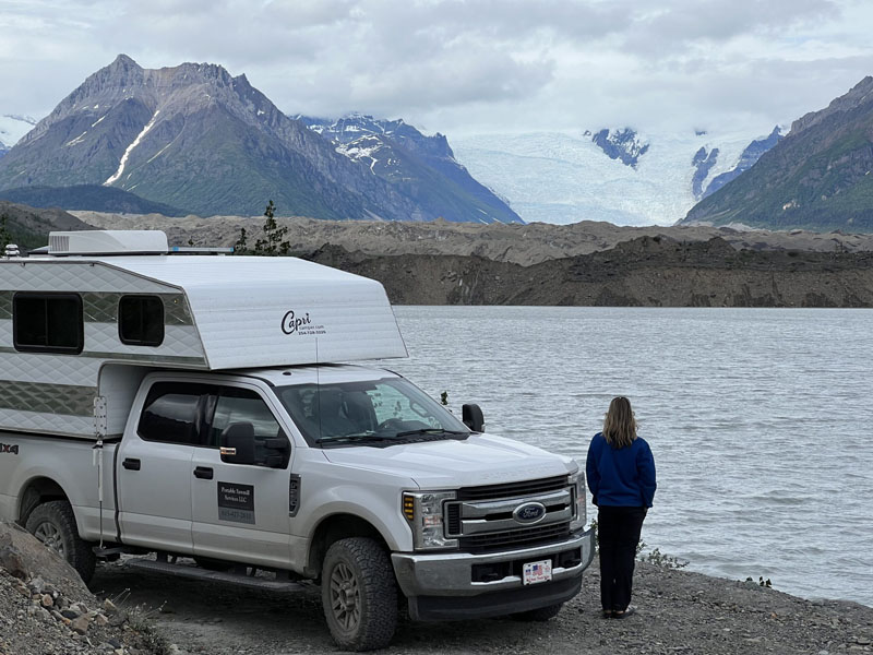 Campsite At End Of McCarthy Road With Root Glacier View