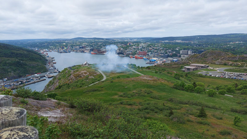 Cannon Firing On Canada Day At Signal Hill National Historic Site Overlooking St Johns Harbour