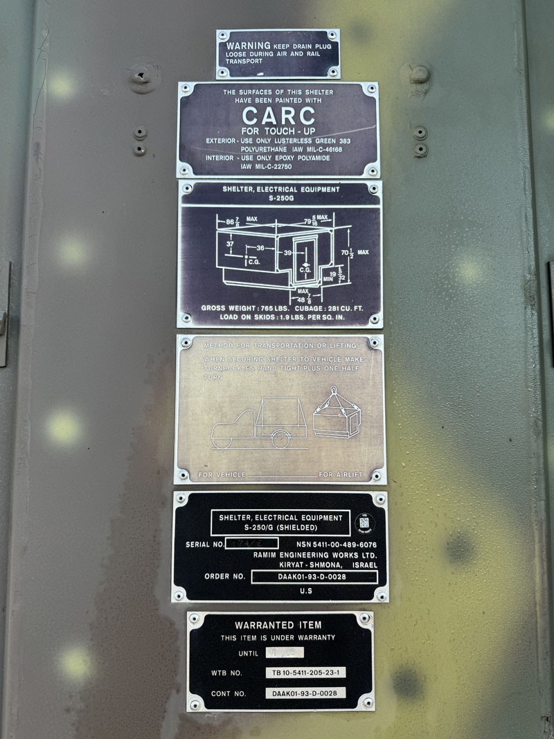 S-250 Communications Shelter Sign