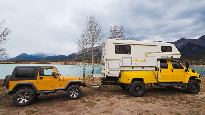 Abraham Lake Alberta Bigfoot Camper Towing