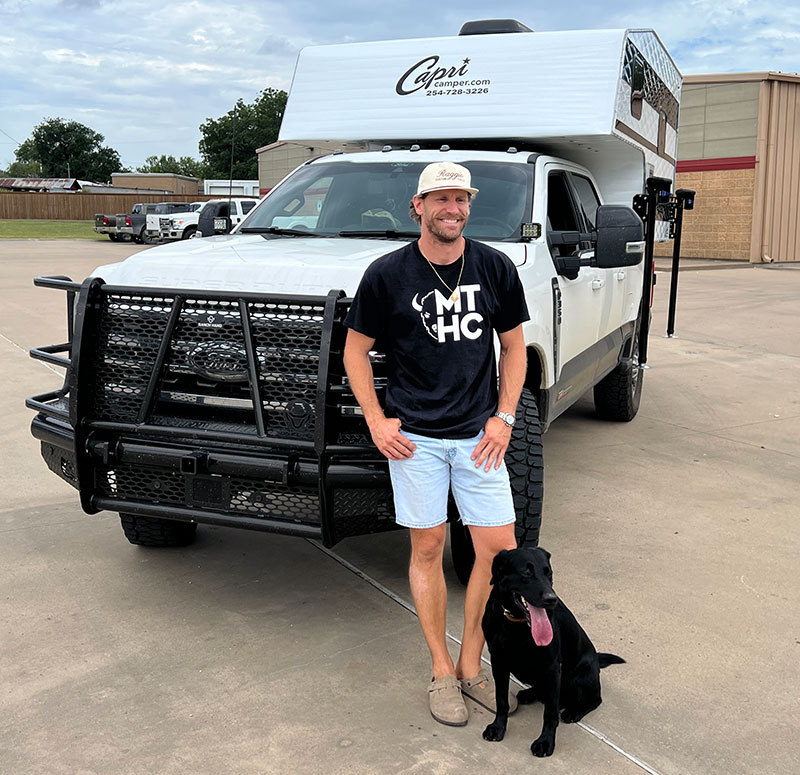 Chase Rice And Jack In Front Of Capri Camper Rig