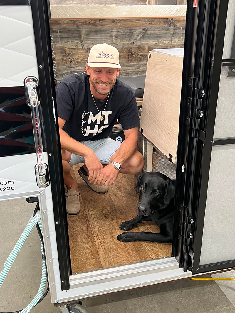 Chase Rice And Jack With Their Capri Camper