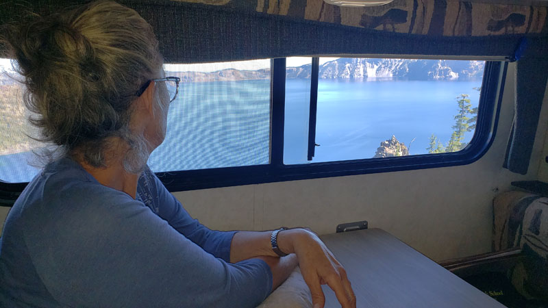 Sue Looking Out At Crater Lake