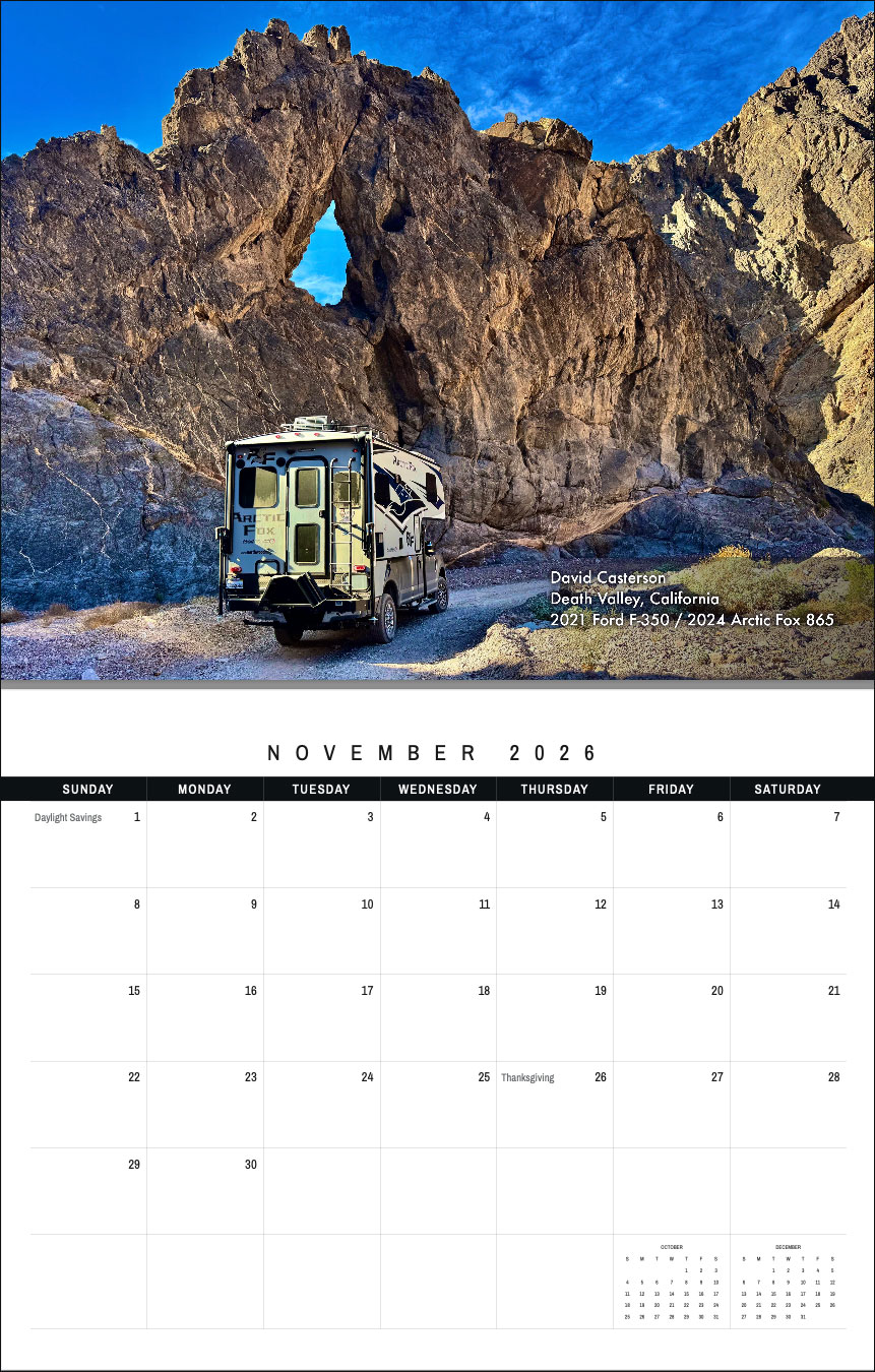2026 Truck Camper Calendar November