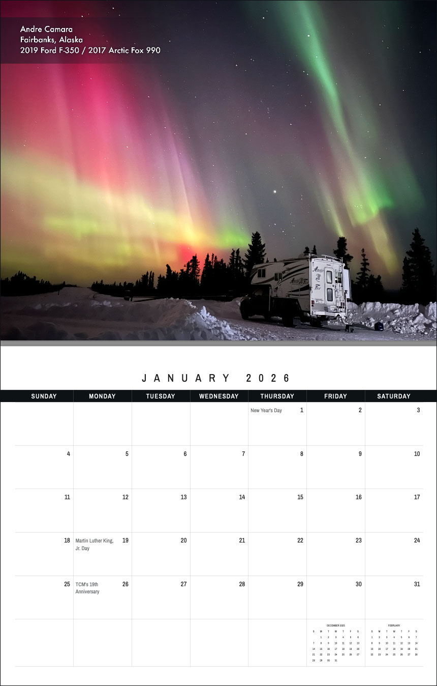 2026 Truck Camper Calendar January