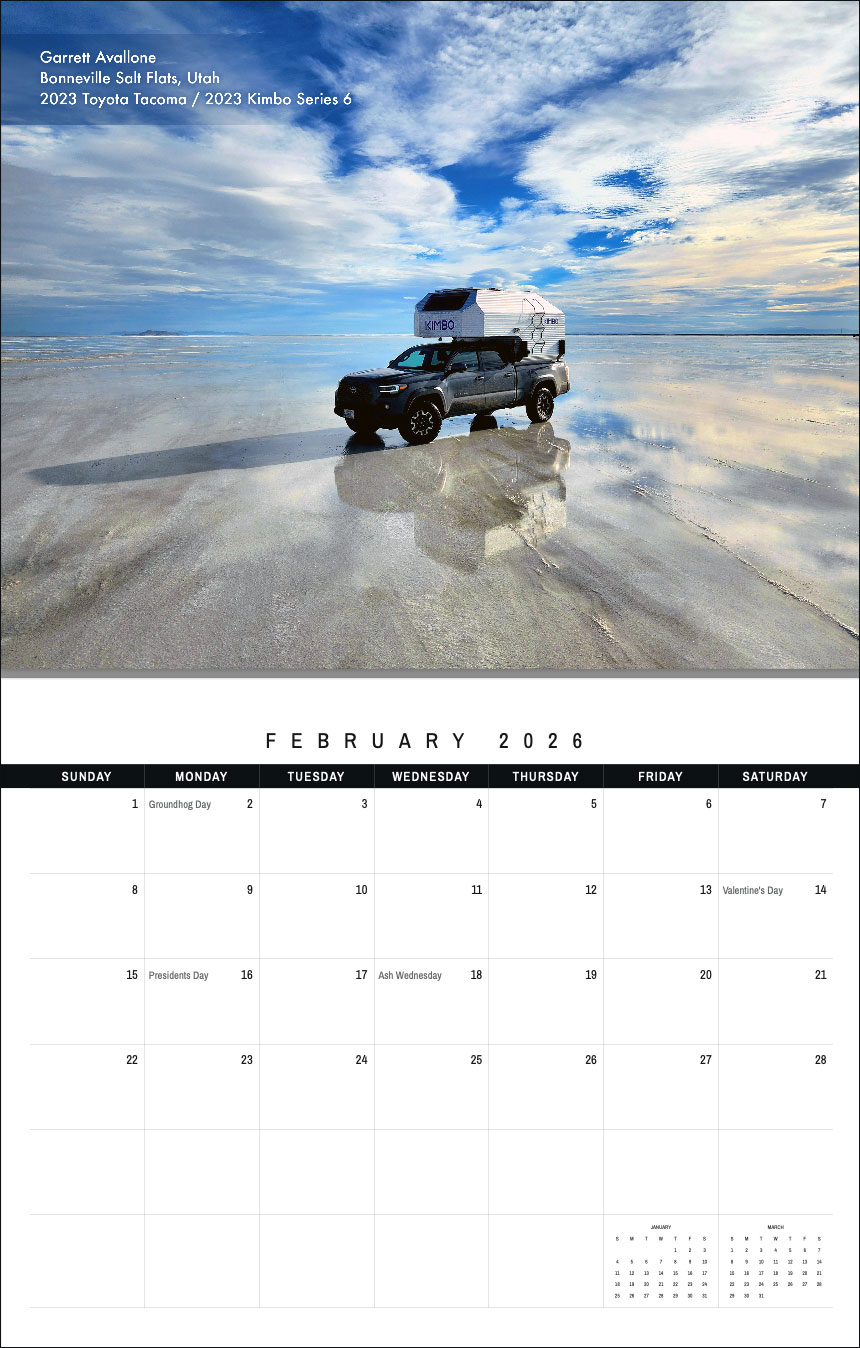 2026 Truck Camper Calendar February