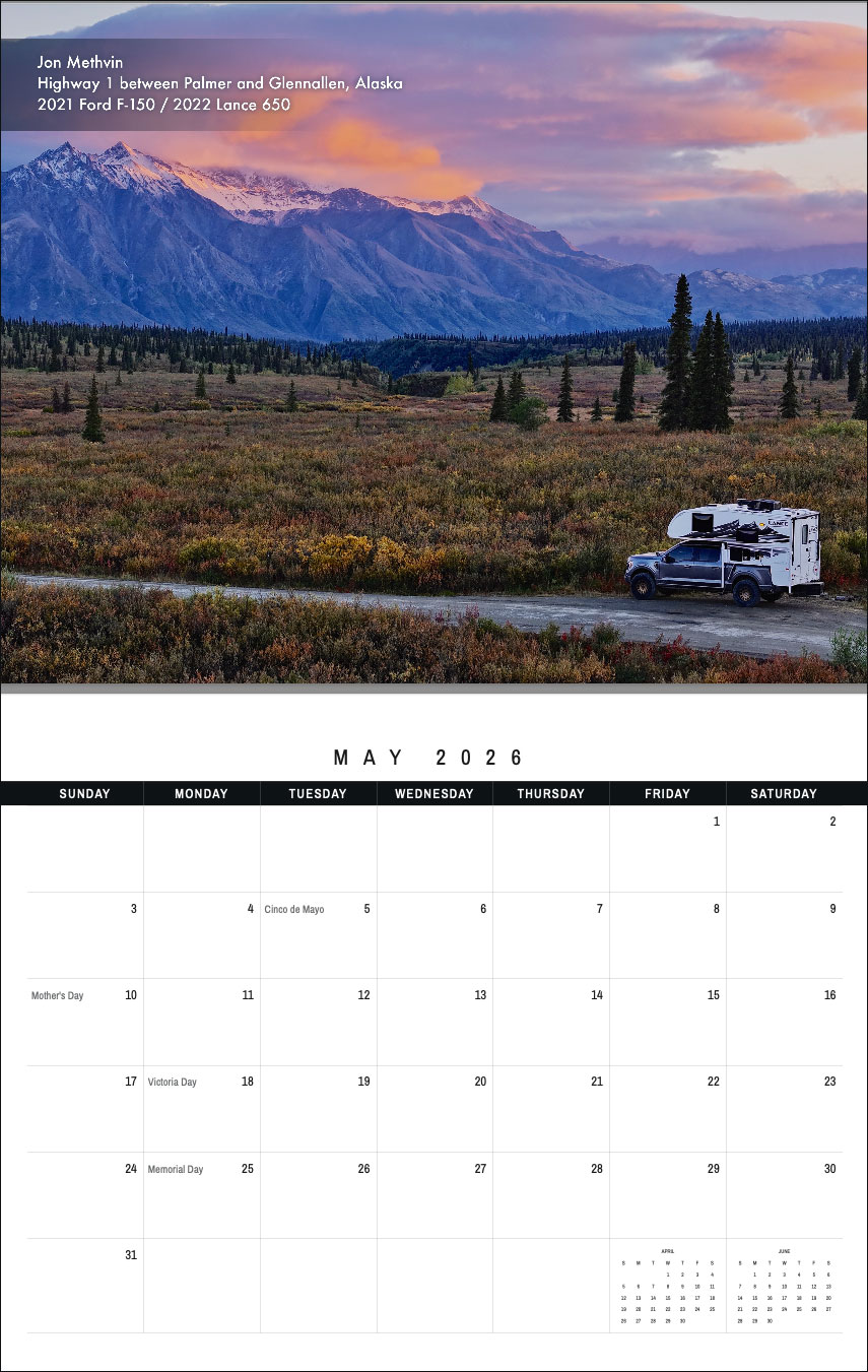 2026 Truck Camper Calendar May